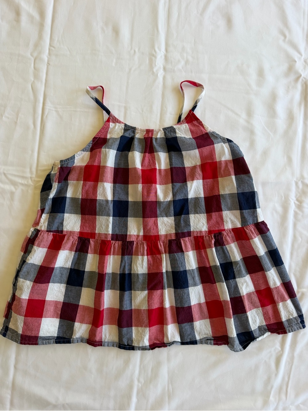 OshKosh B'gosh Red Navy and White Plaid Girls' Tank